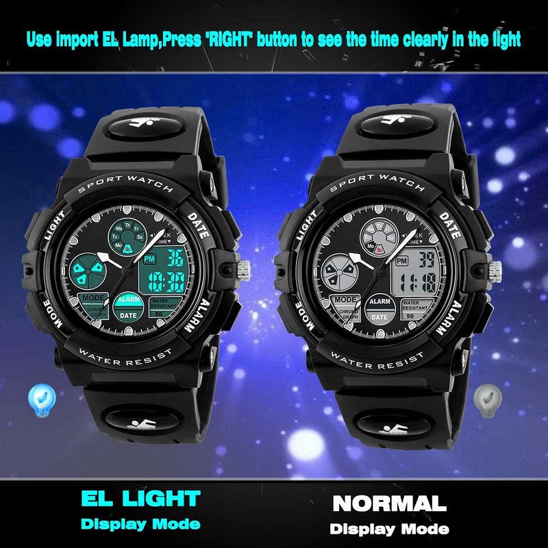 PASNEW Kids Watch,LED 50M Waterproof Alarm Calendar Outdoors Watch,Sports Waterproof Watch for Boys,Watches with Luminous Dials - Image 4